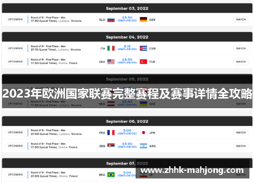 2023年欧洲国家联赛完整赛程及赛事详情全攻略